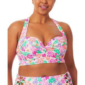 California Waves Trendy Plus Size Hawaii Sunsets Strappy Bikini Top